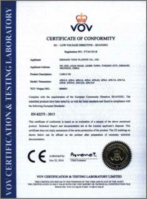 VOV Certificate of Conformity
